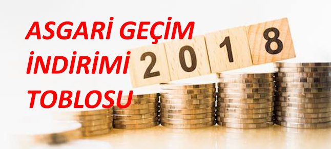 “2018 Agi” Asgari Geçim İndirimi Tutarları